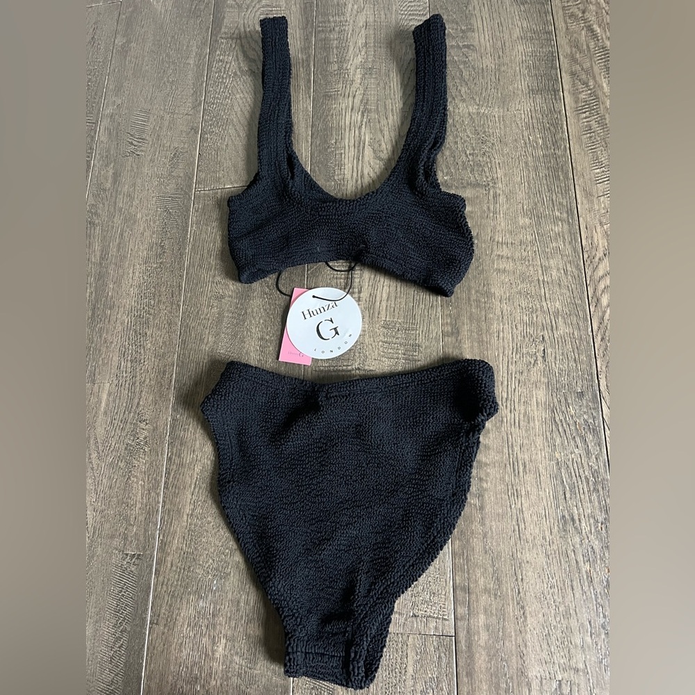 Hunza G Bonnie 2pc Bikini Set Black Swimwear OS NWT 255$ - Picture 12 of 12